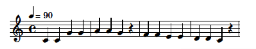 Partitura de estrellita con los primeros 4 compases