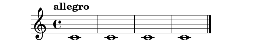 Partitura con la expresión "allegro"