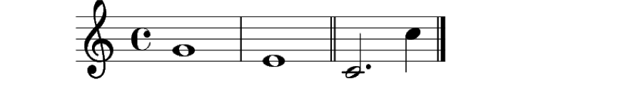 Partitura del Ejemplo donde muestra los distintos tipos de doble barra
